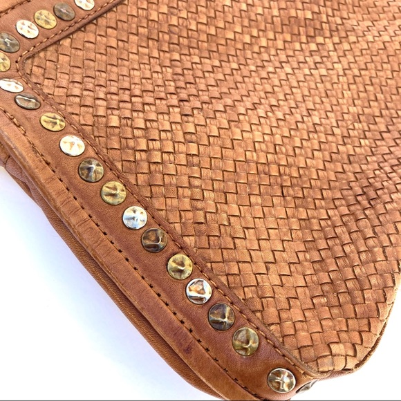 PLATANIA WOVEN ITALIAN LEATHER CROSSBODY BAG WITH STUDDED TRIM - Picture 4 of 10